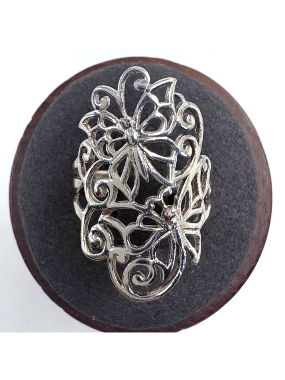 Butterfly Filigree Design Ring Sterling Silver 925 Size 6.5